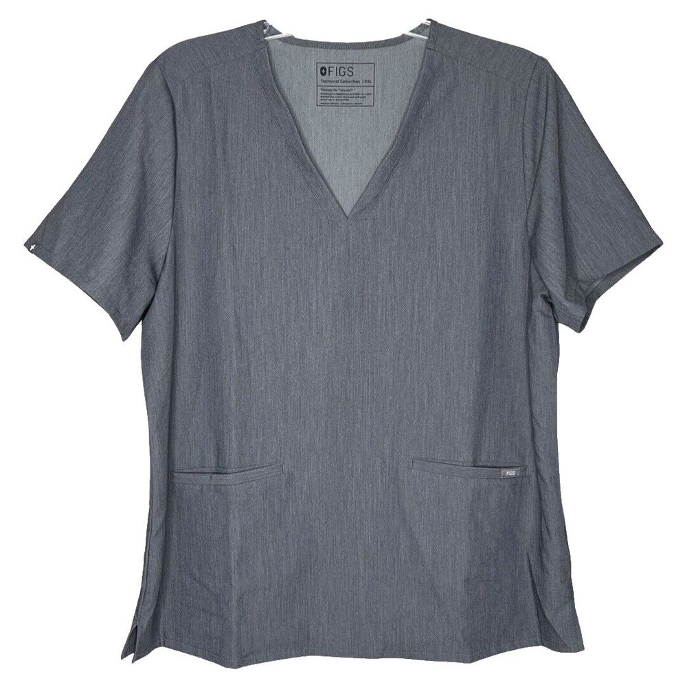 Figs Scrub Top Womens XXL Heather‎ Gray Casma Technical Collection Medical Work